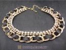 Gold Chain Ladies Rhinestone Leather Chunky Choker Bib Necklace Wholesale