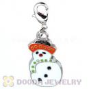Platinum Plated Enamel European Jewelry Christmas Snowman Charms Wholesale