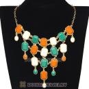 European Tutti Frutti Resin Rhinestone Chandelier Bib Necklaces Wholesale