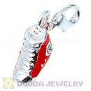Fashion Silver Plated Alloy Enamel Sneaker Charms With Stone Wholesale