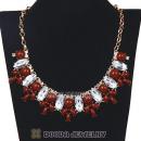 Coffee Resin Rhinestone Crystal Marquess Fleur Flower Choker Bib Necklaces Wholesale