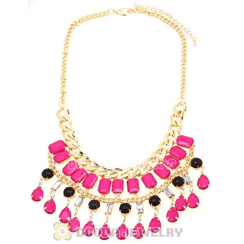 Chunky Roseo Resin Pendant Choker Bib Necklace Wholesale
