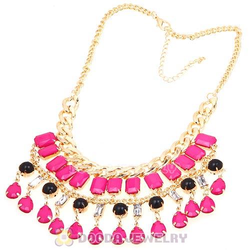 Chunky Roseo Resin Pendant Choker Bib Necklace Wholesale