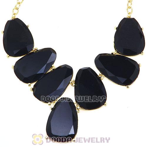 Black Chunky Resin Teardrop Choker Collar Necklace Wholesale