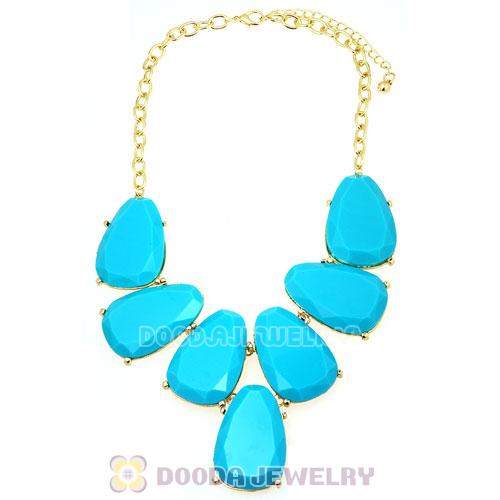 Cyan Chunky Resin Teardrop Choker Collar Necklace Wholesale