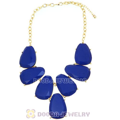Dark Blue Chunky Resin Teardrop Choker Collar Necklace Wholesale