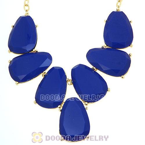 Dark Blue Chunky Resin Teardrop Choker Collar Necklace Wholesale
