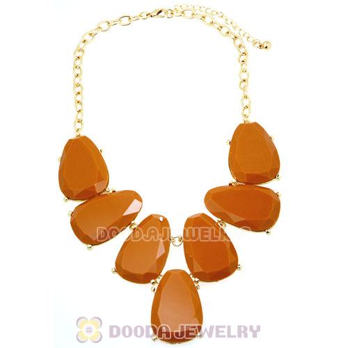 Coffee Chunky Resin Teardrop Choker Collar Necklace Wholesale