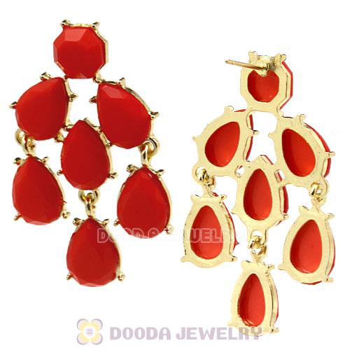 Fashion Orange Resin Drop Chandelier Bubble Earrings Wholesale