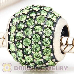 European Sterling Silver Peridot Pave Lights With Peridot Austrian Crystal Charm
