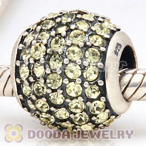 European Sterling Silver Jonquil Pave Lights With Jonquil Austrian Crystal Charm