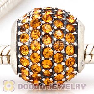 European Sterling Silver Topaz Pave Lights With Topaz Austrian Crystal Charm