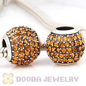European Sterling Silver Topaz Pave Lights With Topaz Austrian Crystal Charm
