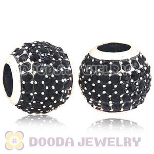 European Sterling Silver Jet Pave Lights With Jet Austrian Crystal Charm