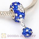 European Pave Crystal Dangle Charm With Silver Plated Core Wholesale