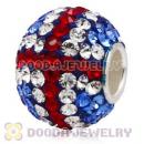 10X13 Big Charm Cross Beads With 130pcs Austrian Crystal In 925 Silver Core