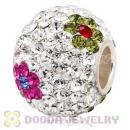 10X13 Big Charm Flower Beads With 130pcs Austrian Crystal In 925 Silver Core
