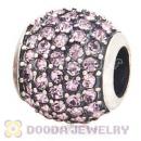 European Sterling Silver Light Amethyst Pave Lights With Light Amethyst Austrian Crystal Charm