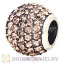 European Sterling Silver Light Peach Pave Lights With Light Peach Austrian Crystal Charm