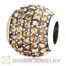 European Sterling Light Colorado Topaz Pave Lights With Light Colorado Topaz Austrian Crystal Charm