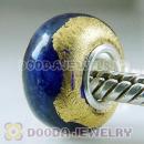 24K Gold Foil Charm Jewelry Glass Beads with 925 sterling silver single core