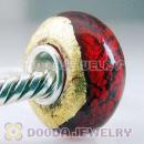 24K Gold Foil Charm Jewelry Glass Beads with 925 sterling silver single core