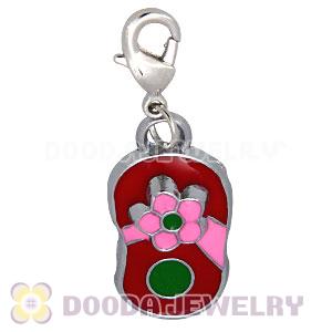 Platinum Plated Alloy Enamel European Jewelry Slipper Charms Wholesale 