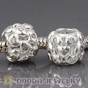 S925 Sterling Silver European Style Beads with Clear Stone