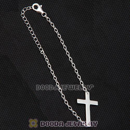 925 Sterling Silver Fashion Sideways Cross Bracelet Wholesale 