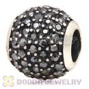 2013 European Sterling Silver Jet Hematite Pave Lights With Jet Hematite Austrian Crystal Charm