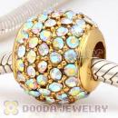 24 Karat Gold European Crystal AB Pave Lights Charm With Crystal AB Crystal