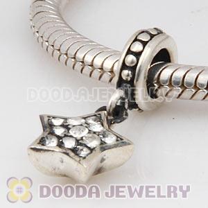 European Sterling Clear Pave Star Dangle With Clear Austrian Crystal