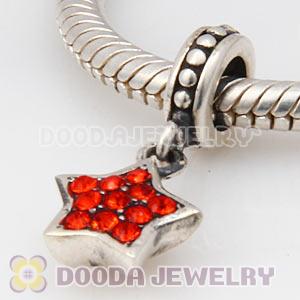 European Sterling Hyacinth Pave Star Dangle With Hyacinth Austrian Crystal