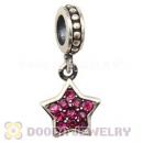 European Sterling Amethyst Pave Star Dangle With Amethyst Austrian Crystal