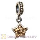 European Sterling Light Colorado Topaz Pave Star Dangle With Light Colorado Topaz Austrian Crystal