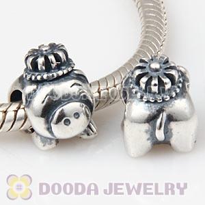 925 Sterling Silver Pig Charm Beads With Crown Wholesale