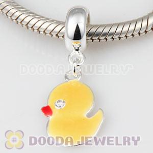 925 Sterling Silver European Enamel Dangle Duck Wholesale