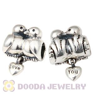 European 925 Sterling Silver Love birds Charm Beads Wholesale