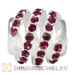 925 Sterling Silver Modern Glam Charm Bead With Amethyst Austrian Crystal Wholesale