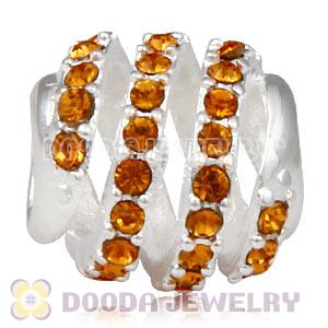 925 Sterling Silver Modern Glam Charm Bead With Topaz Austrian Crystal Wholesale