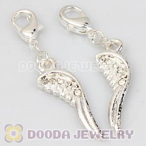 Fashion Silver Plated Pave Crystal Charms With Lobster Clasp 
