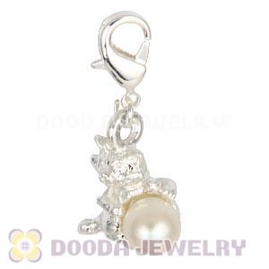 Fashion Silver Plated Alloy Charms With Pearl Beads Wholesale
