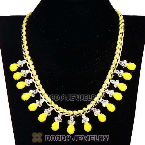Black Resin Diamond Crystal Chunky Choker Bib Necklace