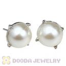 2013 Fashion Silver Plated Cream Pearl Bubble Stud Earrings Wholesale