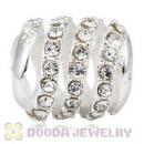 925 Sterling Silver Modern Glam Charm Bead With Clear Austrian Crystal Wholesale