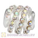 925 Sterling Silver Modern Glam Charm Bead With Crystal AB Austrian Crystal Wholesale