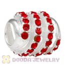 925 Sterling Silver Modern Glam Charm Bead With Light Siam Austrian Crystal Wholesale