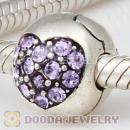 925 Sterling Silver Love Of My Life Clip Beads With Violet Austrian Crystal