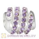 925 Sterling Silver Modern Glam Charm Bead With Violet Austrian Crystal Wholesale