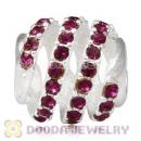 925 Sterling Silver Modern Glam Charm Bead With Amethyst Austrian Crystal Wholesale